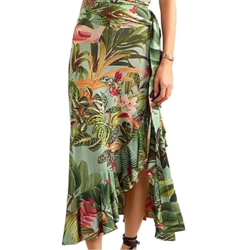 PatBo Paradise Wrap-Effect Ruffled Skirt